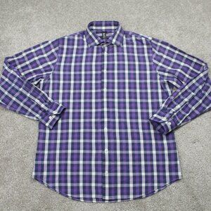 14th & Union Dress Shirt Mens‎ 16, 34/35 Purple/Gray Trim Fit Wrinkle Resistant